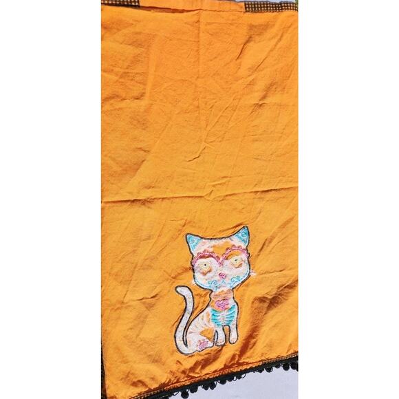 Pier 1 Day Of The Dead Black Cat Halloween Tea Towel Kitchen Dish Linen - Picture 5 of 6